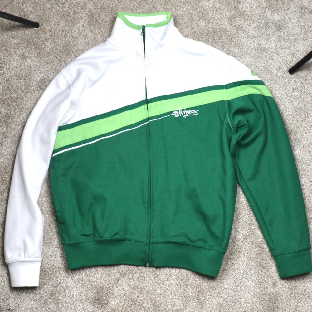 Vintage Billabong Mens Sz M Track Jacket Green Full Zip With Pockets